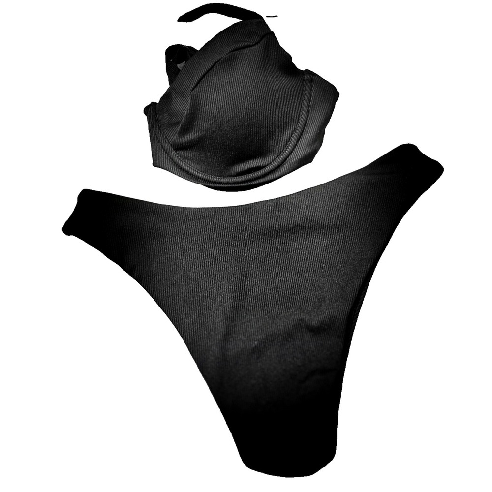 ZAFUL Underwire Ribbed Bikini Set Women's S Black NWOT - Picture 10 of 10